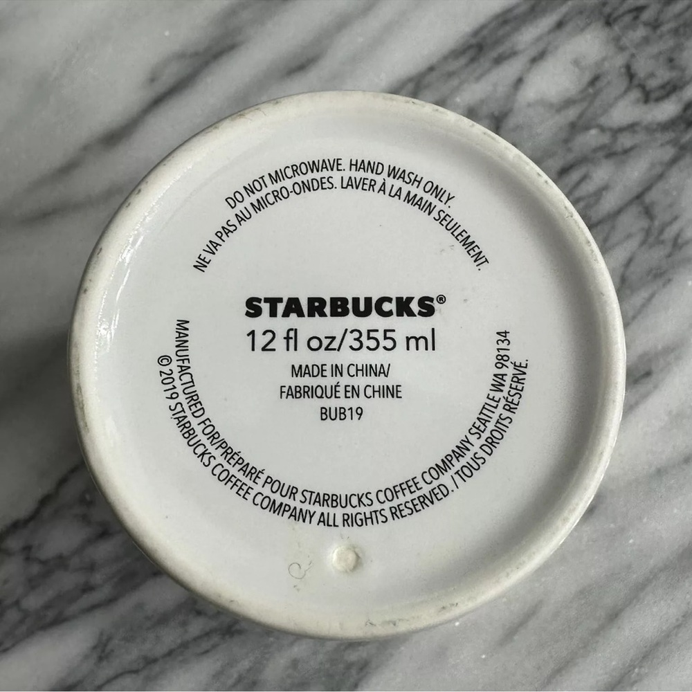 2019 Starbucks White & Gold Confetti Glitter Ceramic Tumbler Travel Coffee Mug - Picture 3 of 5